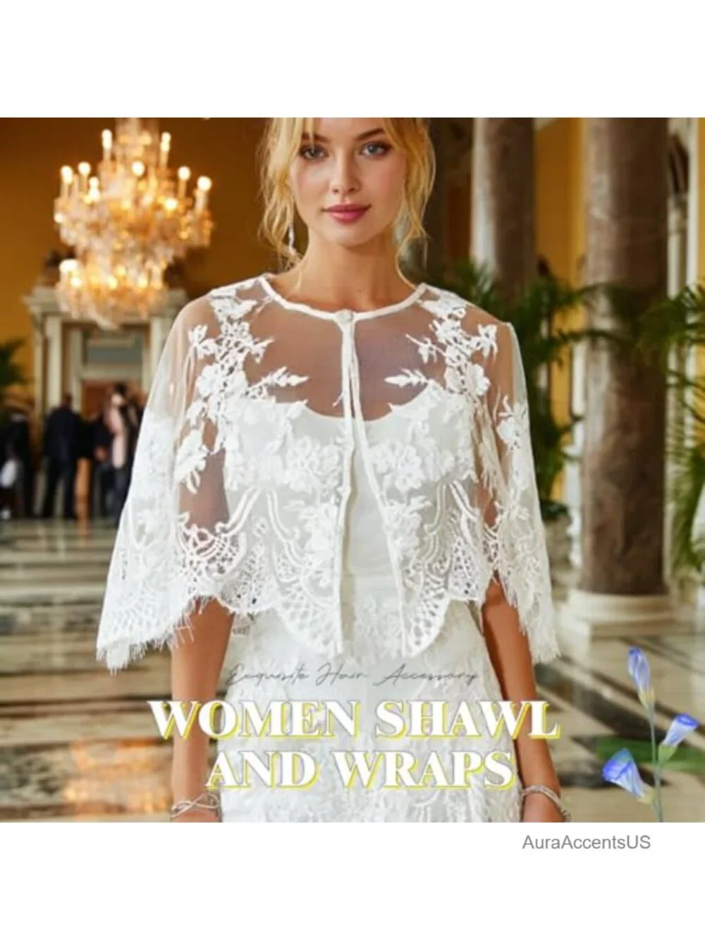Lace Capelet for Evening Dresses, Floral Wrap Shrug Wedding Bolero